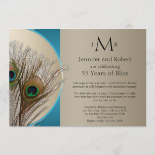 Modern Taupe Aqua Peacock Hochzeitstag Einladung
