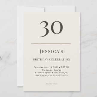 Modern Taupe & Cream 30th Birthday Celebration Einladung