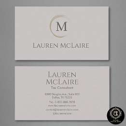 Modern Taupe Gray Logo Business Branding Visitenkarte