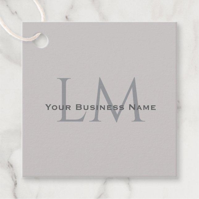 Modern Taupe Gray Monogram Branding Geschenkanhänger (Vorderseite)