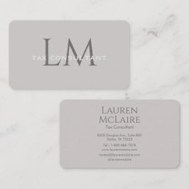 Modern Taupe Gray Monogram Business Card Visitenkarte