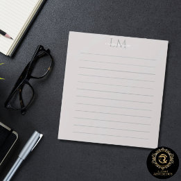 Modern Taupe Gray Monogram Stationery Notizblock