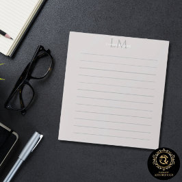 Modern Taupe Gray Monogram Stationery Notizblock
