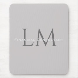 Modern Taupe Gray Monogram Workspace Accent Mousepad