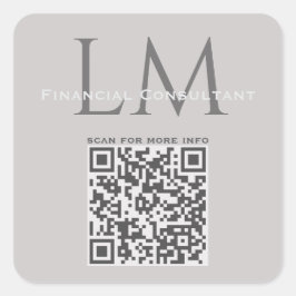 Modern Taupe Gray QR Code Business Branding Quadratischer Aufkleber