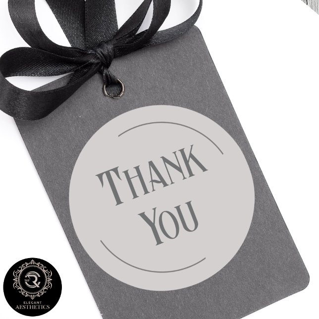 Modern Taupe Gray Thank You Business Branding Runder Aufkleber (Modern Taupe Gray Thank You Business Branding Classic Round Sticker)