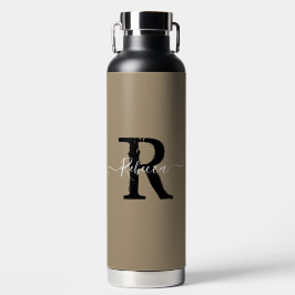 Modern Taupe Monogram Script Name Trinkflasche
