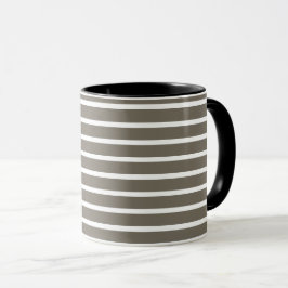 Modern Taupe & White Striped Mug Tasse