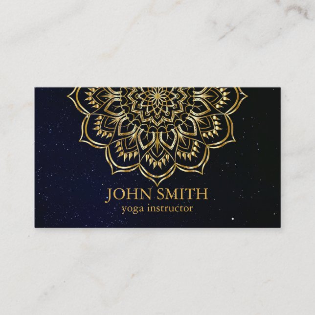 Modern Teal & Gold Mandala Yoga Instructor Visitenkarte (Vorderseite)