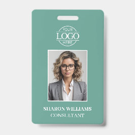 Modern Teal Green Minimalist Employee Photo Ausweis