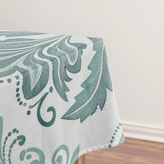 Modern Teal Nordic Damask Tischdecke (Beispiel)