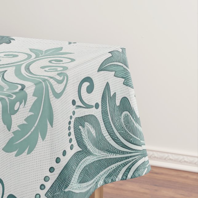 Modern Teal Nordic Damask Tischdecke (Beispiel)