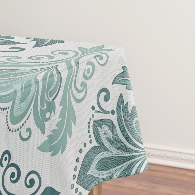 Modern Teal Nordic Damask Tischdecke (Beispiel)