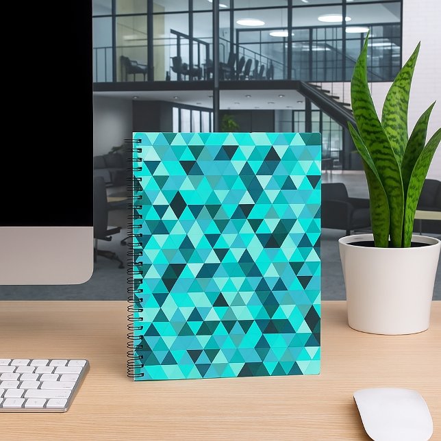 Modern Teal Turquoise Geometric Triangles Pattern Notizblock (Modern Teal Turquoise Geometric Triangles Pattern Notebook)