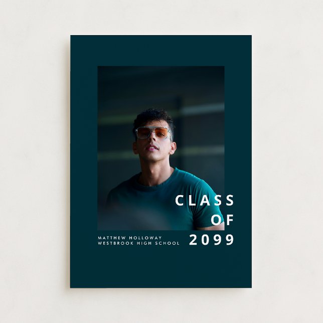 Modern Teal Typography Graduation Announcement Einladung (Von Creator hochgeladen)