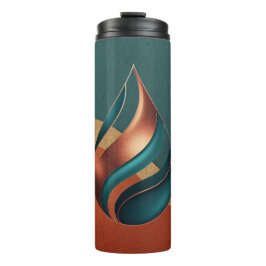 Modern Teardrop Wave Teal Copper Gold Thermosbecher