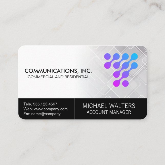 Modern Tech Logo | Kommunikations-Start Up Visitenkarte (Vorderseite)