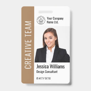 Modern Template Mitarbeiter Foto Logo Name Braun, Ausweis