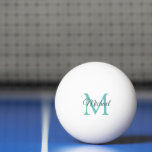Modern Template Monogram, Initial Modern Elegant Tischtennisball<br><div class="desc">Moderne elegante,  trendige Vorlage Monogram Initial Light Aquamarin White Ping Pong Ball.</div>