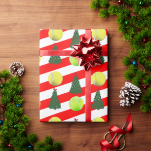 Modern Tennis Ball Weihnachtsbaum Rote Streifen Geschenkpapier