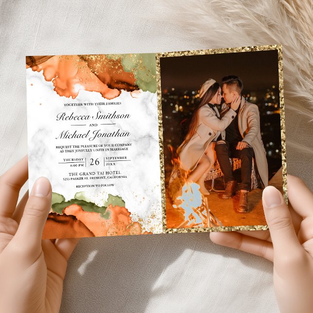 Modern Terracotta Abstract Ink QR Code Wedding Einladung (Von Creator hochgeladen)