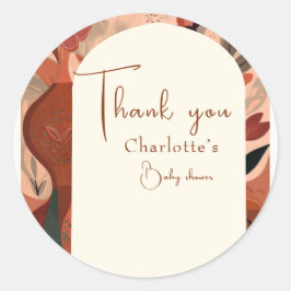 Modern Terracotta boho Babydusche Runder Aufkleber