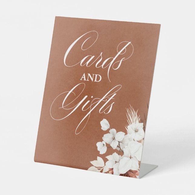 Modern Terracotta Boho Wedding Cards und Geschenke Sockelschild (Vorderseite)