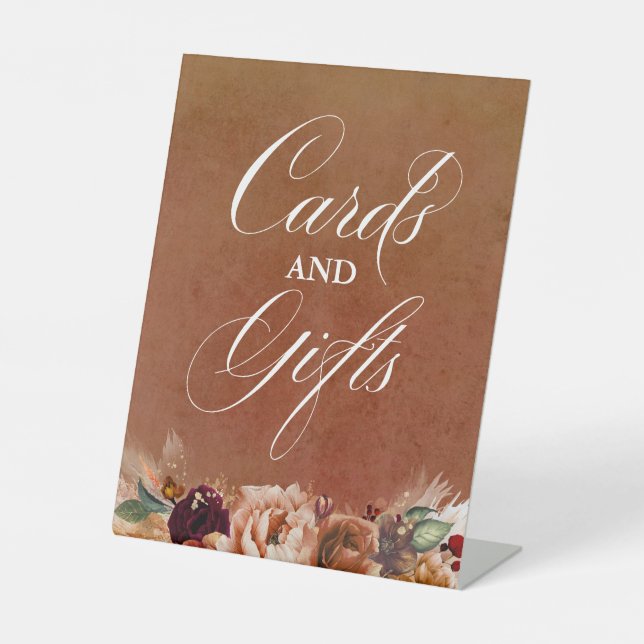 Modern Terracotta Boho Wedding Cards und Geschenke Sockelschild (Vorderseite)