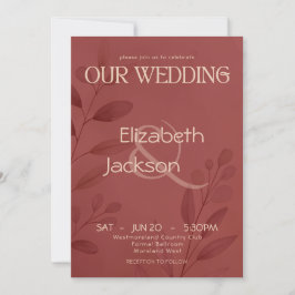 Modern Terracotta Botanical Typography Wedding Einladung