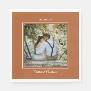 Modern Terracotta Brunt Orange Hochzeit im Herbst Serviette