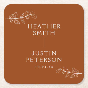 Modern Terracotta Burnt Orange Boho Wedding Napkin Rechteckiger Pappuntersetzer