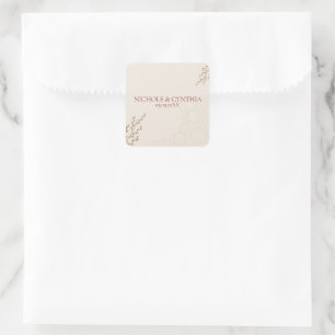 Modern Terracotta Burnt Orange Boho Wedding Quadratischer Aufkleber