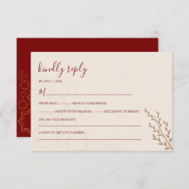 Modern Terracotta Burnt Orange Boho Wedding RSVP Karte