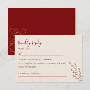Modern Terracotta Burnt Orange Boho Wedding RSVP Karte