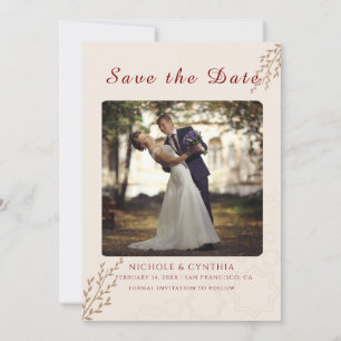 Modern Terracotta Burnt Orange Boho Wedding Save The Date