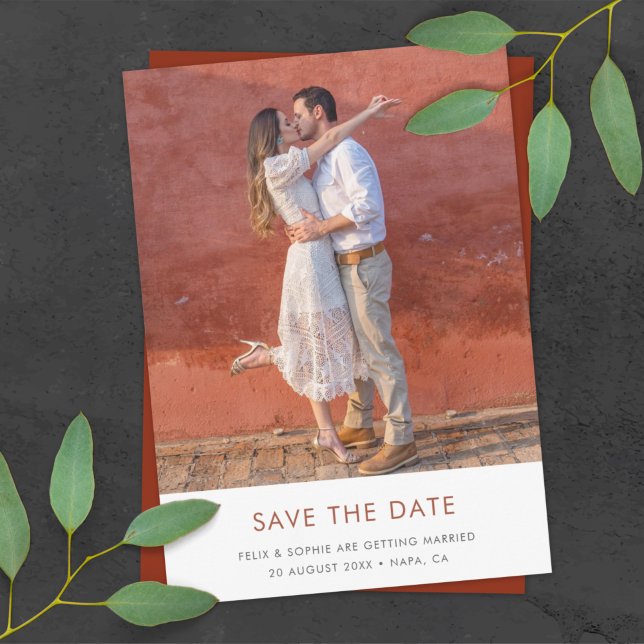 Modern Terracotta | Burnt Orange Rust Wedding Save The Date (Von Creator hochgeladen)