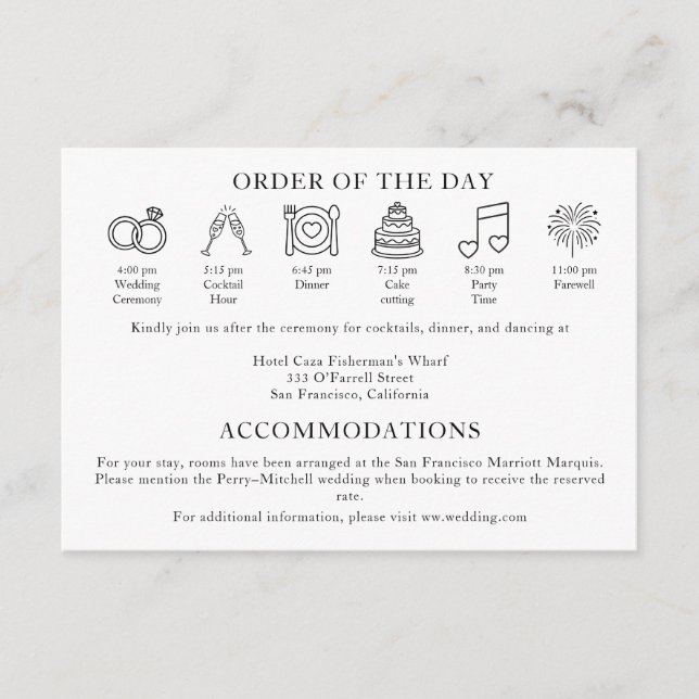 Modern Terracotta Burnt Orange Wedding Timeline Begleitkarte (Vorderseite)