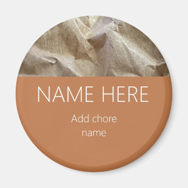 Modern Terracotta Crinklerge Paper Name Chore Magnet (Vorne)