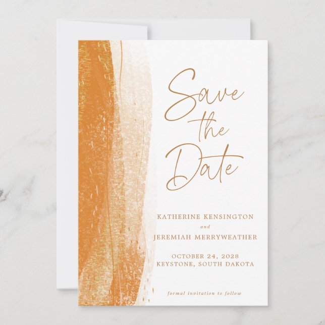 Modern Terracotta Gold Foil Save The Date (Vorderseite)