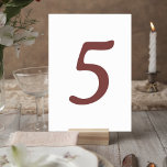 Modern Terracotta Number Table Card Tischnummer<br><div class="desc">Complete your reception look with this elegant minimalist wedding table number sign, designed to coordinate beautifully with modern, neutral wedding decor. Featuring a bold yet softly curved terracotta number against a clean, light background, this table card brings effortless sophistication to your celebration. The oversized numeral creates a striking focal point...</div>