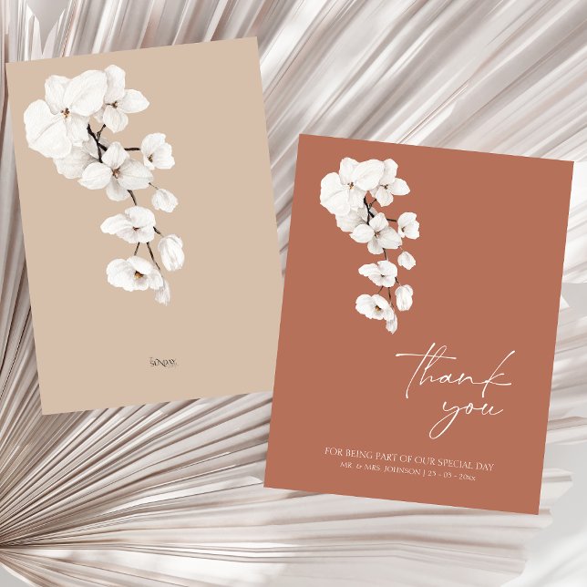 Modern Terracotta Orchid Wedding Vielen Dank Dankeskarte (Modern Terracotta Orchids Wedding Thank You Card)