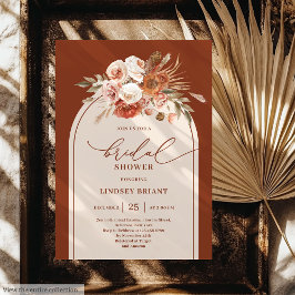 Modern Terracotta Pampas Grass Floral Bridal Einladung