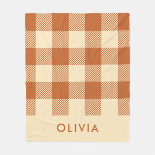 Modern Terracotta Personalisiert Gingham Fleecedecke