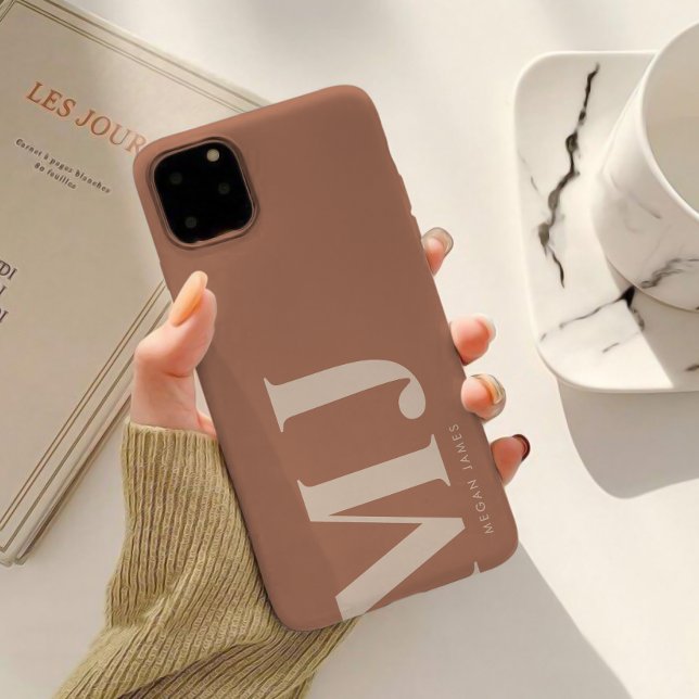 Modern Terracotta Personalisiert Monogram Case-Mate iPhone Hülle (Von Creator hochgeladen)