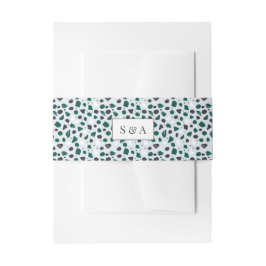 Modern Terrazzo & Emerald Monogram Einladungsbanderole