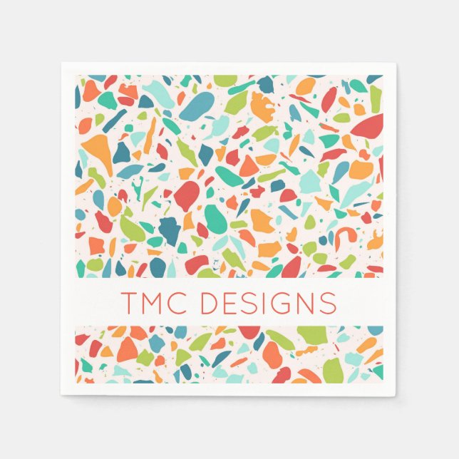 Modern Terrazzo Farbenfrohe Architektur NAME Serviette (Vorderseite)