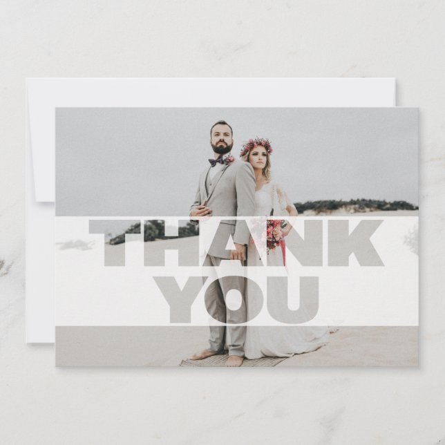 Modern Text Overlay Wedding Foto Danke Karte (Vorderseite)