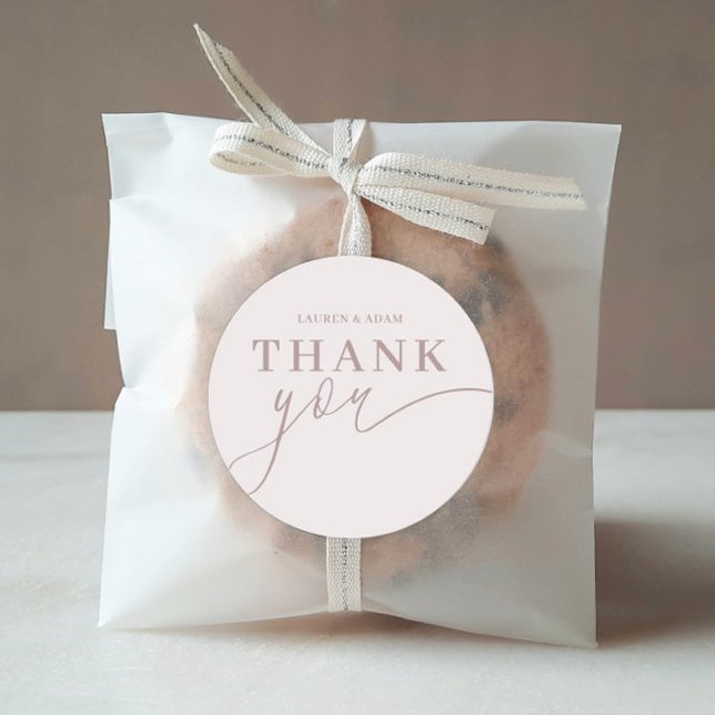 Modern Thank You Calligraphy Rose Gold   Runder Aufkleber (Von Creator hochgeladen)