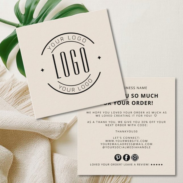 Modern thank you for your order simple logo quadratische visitenkarte (Von Creator hochgeladen)