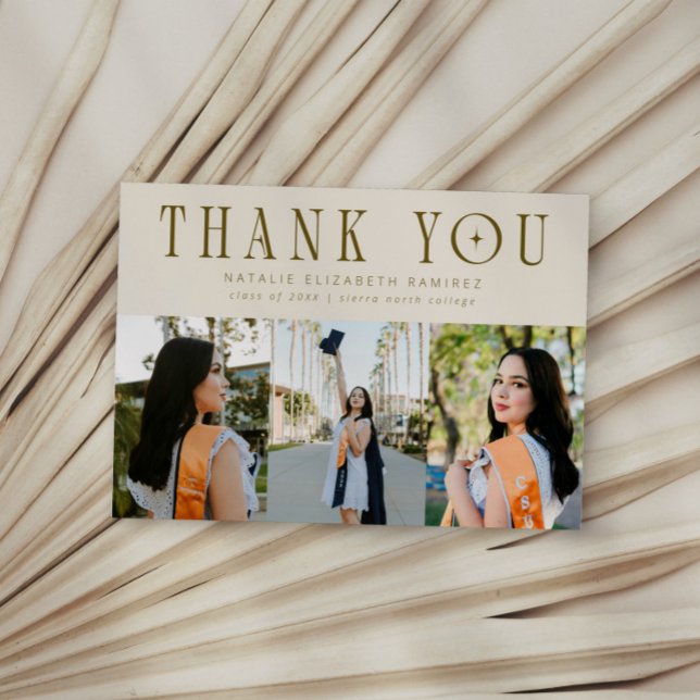 Modern Thank You Multi Photo Cream Graduation Ankündigung (Von Creator hochgeladen)